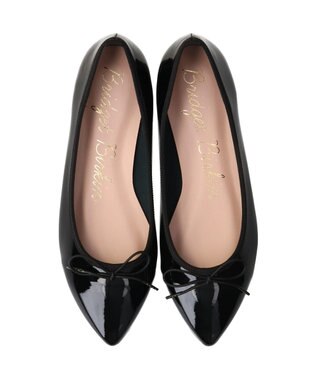 Bridget Birkin 【Bridget Birkin】ポインテッドリボンレインフラットパンプス ブラックエナメル
