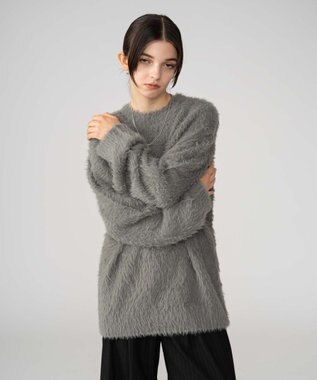 WEGO 【2025秋冬新作/ユニセックス着用ITEM/MLサイズ展開】フェザーニットプルオーバー グレー