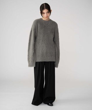 WEGO 【2025秋冬新作/ユニセックス着用ITEM/MLサイズ展開】フェザーニットプルオーバー グレー