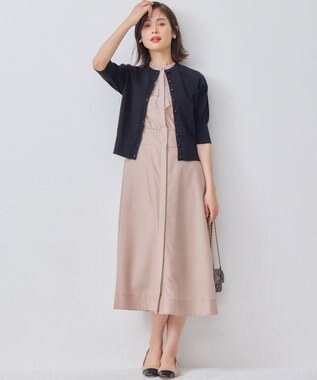 組曲 【洗える・6色展開】CANDYボタン 半袖カーディガン ブラック系