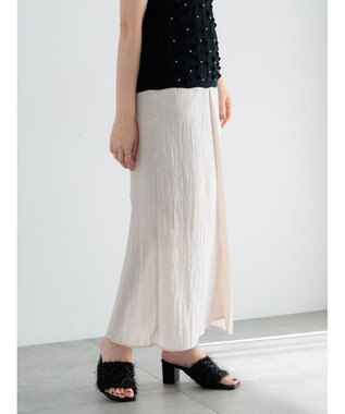 Te chichi フロントタックサテンスカート ベージュ