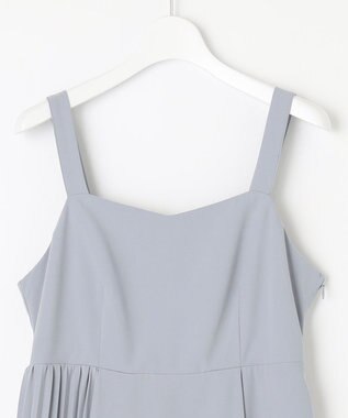 Feroux 【洗える】プリーツコンビ ジャンパースカート スカイブルー系