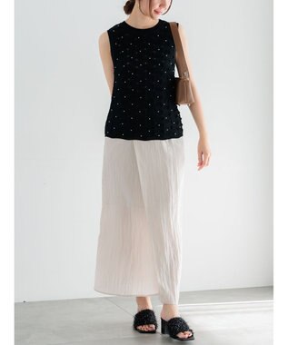 Te chichi フロントタックサテンスカート ベージュ