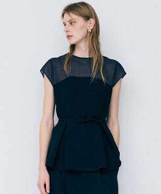 uncrave ウォッシャブルダブルクロス ビスチェブラウス(フレンチスリーブ)