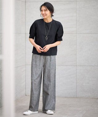 ANY 【洗濯機可】パフスリーブプルオーバー ブラック