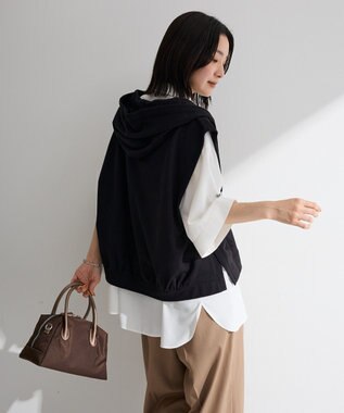 Green Parks フード付裏毛ベスト Black