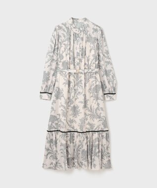 GRACE CONTINENTAL サラサプリントリボン付ワンピース ブラック