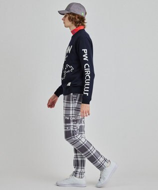PW CIRCULUS 【MEN】チェック柄 スエードライクテーパードパンツ グレー系5