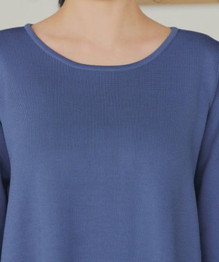 Tiaclasse シフォンフレア袖スポンジニットワンピース ブルー