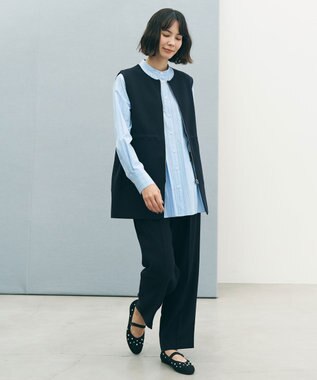 UNFILO 【セレモニー】BEAUTY FORM KNIT ZIPジレ ネイビー