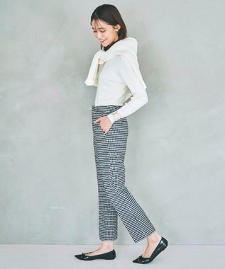 ANY SIS 【保温性あり/洗える】サーモ 2WAYストレッチ テーパード パンツ モノトーンチェック