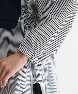 Green Parks 脇リボンドッキングチュニック Stripe Navy