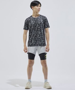 CW-X 【MEN】 CW-X トップス 【薄軽ランニングシャツ】 半袖 3分袖 Ｕネック 吸汗速乾性(本体) メンズ DLO155 /ワコール ブラックスペシャル