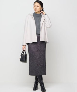 組曲 L 【2WAY・WEB限定】ウールカシミヤミックス ハイネックニット チャコールグレー系