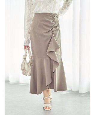 earth music&ecology 切り替えラッフルスカート Gray Beige