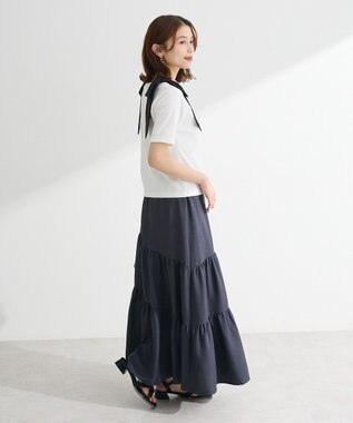 Green Parks ・ｓｗｉｎｇ　ｂｙ　ショルダーリボンリブカットソー Gray Mixture