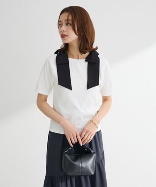 Green Parks ・ｓｗｉｎｇ　ｂｙ　ショルダーリボンリブカットソー Gray Mixture