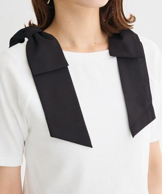 Green Parks ・ｓｗｉｎｇ　ｂｙ　ショルダーリボンリブカットソー Gray Mixture