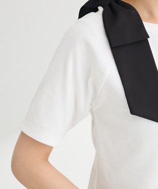 Green Parks ・ｓｗｉｎｇ　ｂｙ　ショルダーリボンリブカットソー Gray Mixture