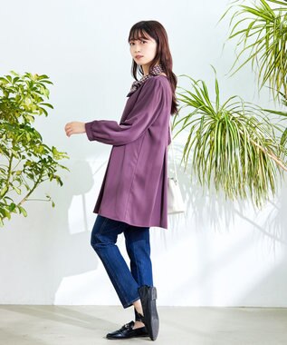 Tiaclasse 【洗える・スマート裏起毛】アシメタックチュニックブラウス パープル