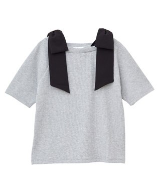 Green Parks ・ｓｗｉｎｇ　ｂｙ　ショルダーリボンリブカットソー Gray Mixture