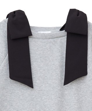 Green Parks ・ｓｗｉｎｇ　ｂｙ　ショルダーリボンリブカットソー Gray Mixture