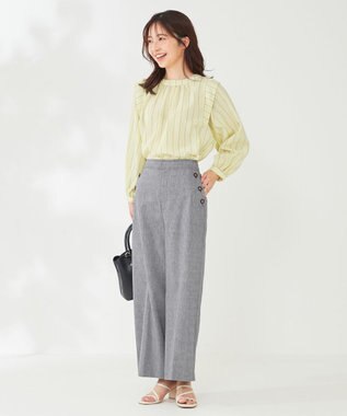 ANY SIS 【洗える】シャンブレーマリン パンツ シャンブレーネイビー