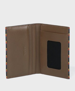 Paul Smith ブライトストライプトリムSS24 パスケース ブラウン