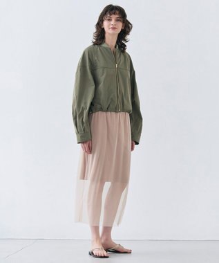 BEIGE， 【洗える】TAMARIX / ストレッチチュールIラインスカート Beige