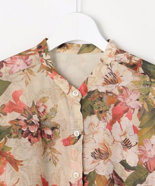 自由区 【SHIHOさん着用】ボタニカルプリント ワンピース ライトベージュ系