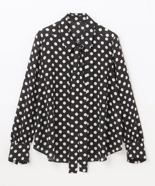 GRACE CONTINENTAL ドットプリントボウタイブラウス ブラック