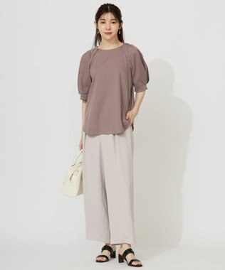 ANY SIS L 【接触冷感・UVケア】着映えタックスリーブ カットソー ブラウン