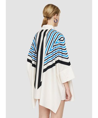 JOSEPH クレットプリント　リラックスフィットブラウス Navy combo