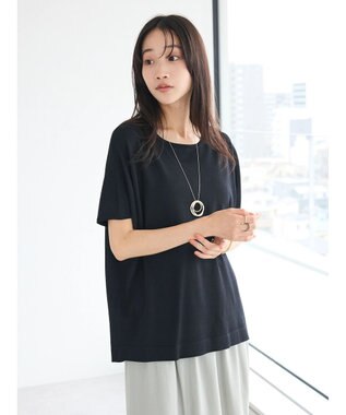 CRAFT STANDARD BOUTIQUE UVカット/接触冷感/洗える/ 半袖ニットプルオーバー Black