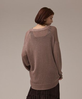 GRACE CONTINENTAL ラメルーズニットカーディガン ベージュ