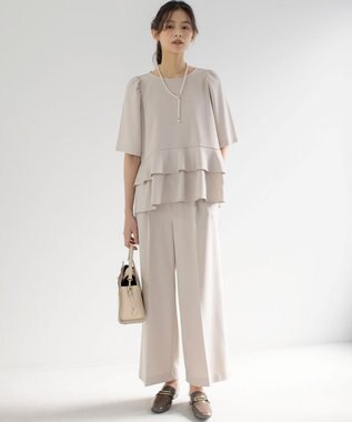 組曲 【WEB限定】ジョーゼットジャージーワイド パンツ ベージュ系