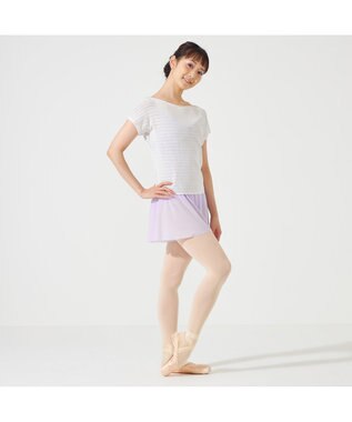 Chacott 【ノーソーイングニット】ボートネックメッシュTシャツ パールグレー