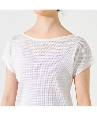 Chacott 【ノーソーイングニット】ボートネックメッシュTシャツ パールグレー