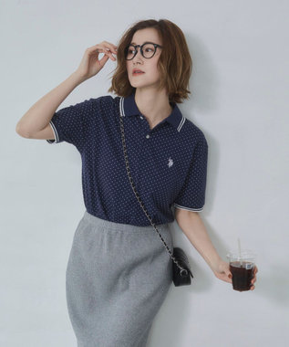 WEGO 【26年春夏新カラー登場/ユニセックス着用ITEM/SMLサイズ展開】U.S. POLO ASSN.別注ラインポロシャツ 柄2