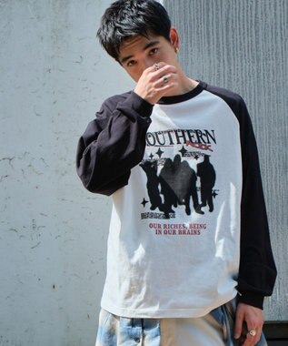 WEGO 【ユニセックス着用ITEM】ラグラングラフィックBIG　T（LS） ブラックその他