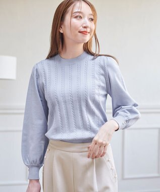 ANY SIS 【洗える】ミニケーブルカラー ニット アイスブルー