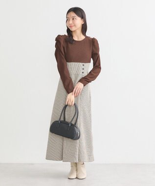 earth music&ecology リブカットソードッキングワンピース