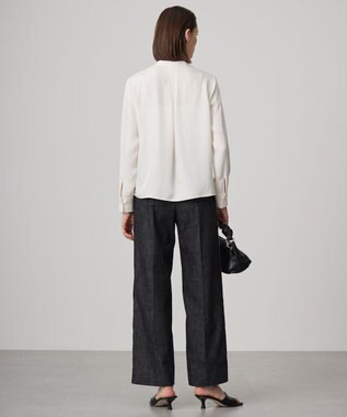 ICB 【洗える】 コットンリアクティブデニム ワイドストレートパンツ ブラックデニム系