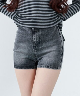 WEGO ハイウエストマイクロデニムショーツ