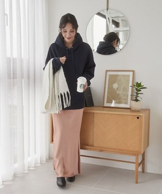 WEGO 【ユニセックス着用ITEM/裏起毛】リラックスフィットスウェットプルパーカー ネイビー