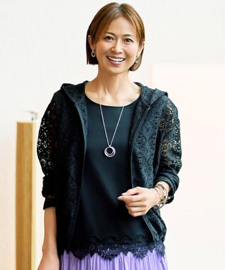 自由区 【WEB限定・1枚で華やぐ・旬スタイル】テクスチャーレーシージップ パーカー