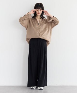 YECCA VECCA 3wayフレンチリネンシャツ Dark Beige