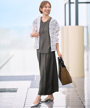 自由区 L 【WEB限定・1枚で華やぐ・旬スタイル】テクスチャーレーシージップ パーカー オフ