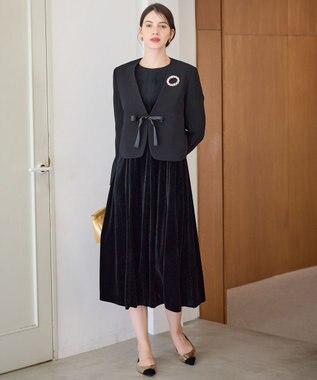 23区 【APPLAUDIR】ベロアコンビ ドレス ブラック系