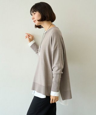 UNFILO L シャツコンビ レイヤードＴ オフ×サテン